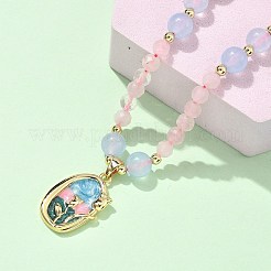 Natural Rose Quartz Pendant Necklaces for Women&nbsp;NJEW-G165-01D-G