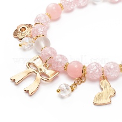 Synthetic Crackle Quartz & Natural Yellow Jade Beaded Stretch Bracelet&nbsp;BJEW-JB08527-01
