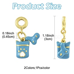 2Pcs 2 Colors Brass Enamel European Dangle Charms&nbsp;KK-FS0001-82