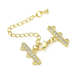 Brass Micro Pave Cubic Zirconia Chain Extender&nbsp;ZIRC-Q022-029G-NR