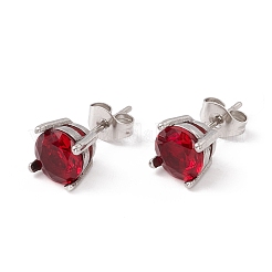 6 Pairs Cubic Zirconia Flat Round Stud Earrings&nbsp;EJEW-G291-04B-M