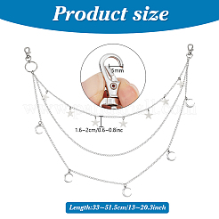 4Pcs 4 Styles Alloy Moon Star Charms Brass Bag Extender Chains&nbsp;HJEW-PH02076
