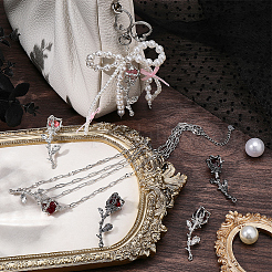 6Pcs 3 Colors Alloy Rose Flower Connector Charms&nbsp;FIND-SC0023-30