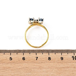 Brass Glass Cuff Open Rings&nbsp;RJEW-JR01081