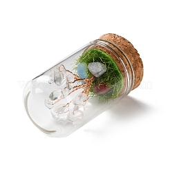 Natural Quartz Crystal Chips Money Tree in Dome Glass Bell Jars with Wood Base Display Decorations&nbsp;DJEW-K030-02A