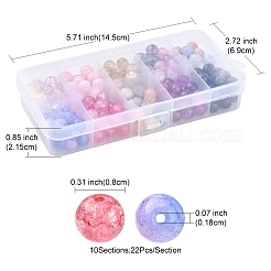 220Pcs 10 Colors Transparent Crackle Glass Beads Strands&nbsp;GLAA-YW0001-49