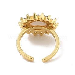 Cubic Zirconia Sun with Evil Eye Open Cuff Ring with Acrylic&nbsp;RJEW-B042-06G-04
