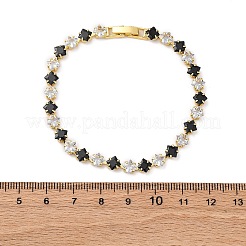 Brass Rhombus Cubic Zirconia Cup Chain Necklaces for Women&nbsp;NJEW-U033-01G-03