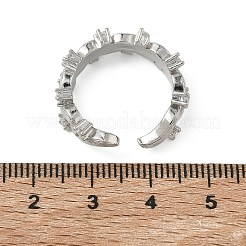 Brass Micro Pave Cubic Zirconia Cuff Open Rings&nbsp;RJEW-C163-10P