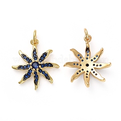 Brass Micro Pave Blue Cubic Zirconia Pendants&nbsp;KK-I658-57A