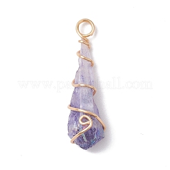 Electroplated Natural Quartz Crystal Copper Wire Wrapped Pendants&nbsp;PALLOY-JF02676-01