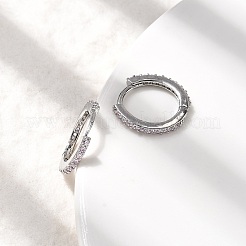 Brass Micro Pave Cubic Zirconia Hoop Earrings&nbsp;EJEW-P322-01P