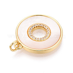 Brass Micro Pave Clear Cubic Zirconia Pendants&nbsp;KK-N268-42G