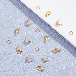 30Pcs Brass Lobster Claw Clasps with 30Pcs Open Jump Rings & 30Pcs Bead Tips&nbsp;KK-GO0001-13