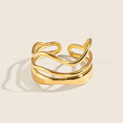 304 Stainless Steel Layered Waved Cuff Rings&nbsp;IP1219-1