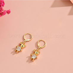 Cute Bear Brass Clear Cubic Zirconia Hoop Earrings&nbsp;LS-GQ2099
