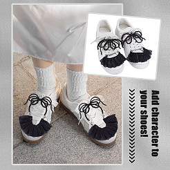 Resin Imitation Pearl Shoe Charms & Polyester Pleated Pendant Drcorations&nbsp;HJEW-GA00018