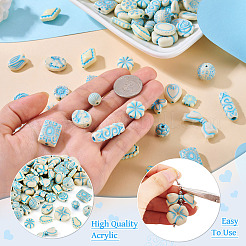 132Pcs 22 Styles Painted Opaque Acrylic Beads&nbsp;OACR-TA0004-49