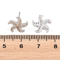 Brass Micro Pave Cubic Zirconia Stud Earrings&nbsp;EJEW-G471-29A-P