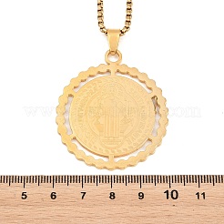 Religion 201 Stainless Steel Saint Benedict Medal Pendant 304 Stainless Steel Box Chain Necklaces&nbsp;SA-H003-04G