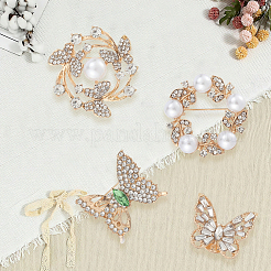 4Pcs 4 Styles Alloy Rhinestone Brooches for Clothes&nbsp;JEWB-CN0001-05