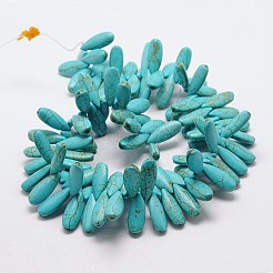 Synthetical Dyed Turquoise Teardrop Bead Strand&nbsp;G-P083-95C