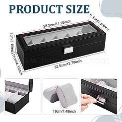 6-Slot PU Leather Watch Storage Boxes&nbsp;LBOX-WH0007-002A