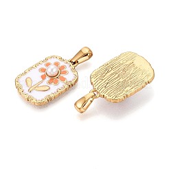 304 Stainless Steel & Enamel & ABS Imitation Pearl Pendants&nbsp;STAS-T072-144A-G