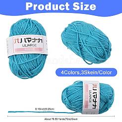 12 Skeins 4 Colors 4-Ply 59.7%Polyester & 40.3%Acrylic Fiber Yarn for Tufting Gun Rugs&nbsp;OCOR-FS0001-07D