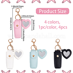 4Pcs 4 Colors PU Leather Lipstick Holder Heart Keychains&nbsp;KEYC-CL0001-35