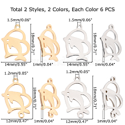 24Pcs 4 Style 201 Stainless Steel Hollow Pendants&nbsp;STAS-UN0029-99