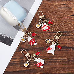 8Pcs 4 Style Alloy Enamel Pendant Keychain&nbsp;KEYC-DR0001-10