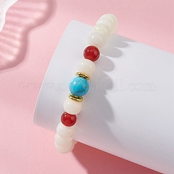 Natural Bodhi Root & Carnelian & Synthetic Turquoise Beaded Stretch Bracelets for Women&nbsp;BJEW-TA00735