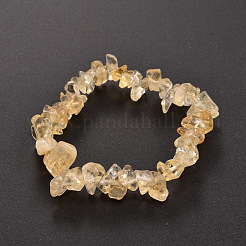 Chips Natural Citrine(Dyed & Heated) Beaded Stretch Bracelets&nbsp;BJEW-JB01826-08