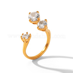 304 Stainless Steel Cubic Zirconia Cuff Open Rings&nbsp;WG514F5-01