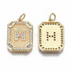 Brass Micro Pave Clear Cubic Zirconia Pendants&nbsp;KK-S356-234H-G-NF