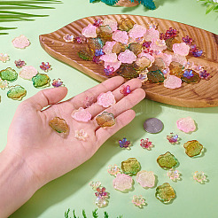 100Pcs 4 Styles Baking Paint Transparent Glass Bead Caps&nbsp;DGLA-TA0001-48