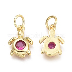 Brass Micro Pave Cubic Zirconia Pendants&nbsp;KK-P187-12F-G