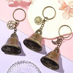 Iron Bell & Hollow Out Moon/Star/Sun Alloy Pendant Keychains&nbsp;KEYC-JKC00998