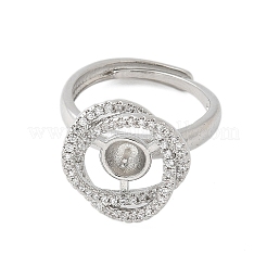 Flower Brass Micro Pave Cubic Zirconia Adjustable Ring Settings&nbsp;KK-K297-09P