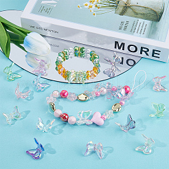50Pcs 10 Colors UV Plating Rainbow Iridescent Transparent Acrylic Beads&nbsp;TACR-SC0001-30