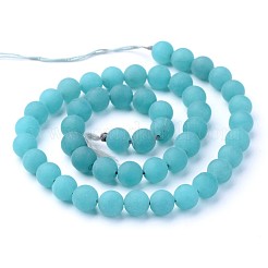 Frosted Dyed Round Natural White Jade Beads Strands&nbsp;G-D739-8mm
