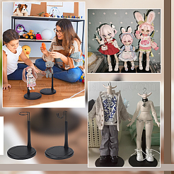 Adjustable Iron Doll Stands with Plastic Base&nbsp;ODIS-WH0331-18