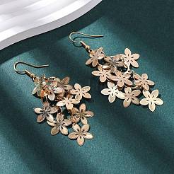 430 Stainless Steel Flower Dangle Earrings&nbsp;EJEW-A137-07KCG