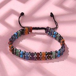 Natural & Synthetic Gemstone and Synthetic Hematite Adjustable Braided Bead Bracelets&nbsp;BJEW-H626-01-04
