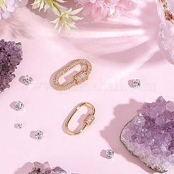 2Pcs 2 Styles Brass & Rhinestone & Cubic Zirconia Locking Carabiner&nbsp;KK-ME0004-97A