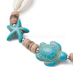 Summer Beach Starfish Turtle Adjustable Anklets&nbsp;AJEW-AN00634-01