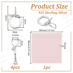 4Pcs Rhodium Plated 925 Sterling Silver Twister Clasps&nbsp;STER-OC0001-03P