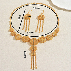 Vintage Alloy Filigree Round Tassel Earrings & Necklaces Sets for Women&nbsp;QM4813