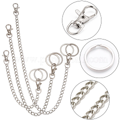 3 Sets 3 Styles Aluminium Twisted Chains for Jeans Pants&nbsp;HJEW-SP0001-53